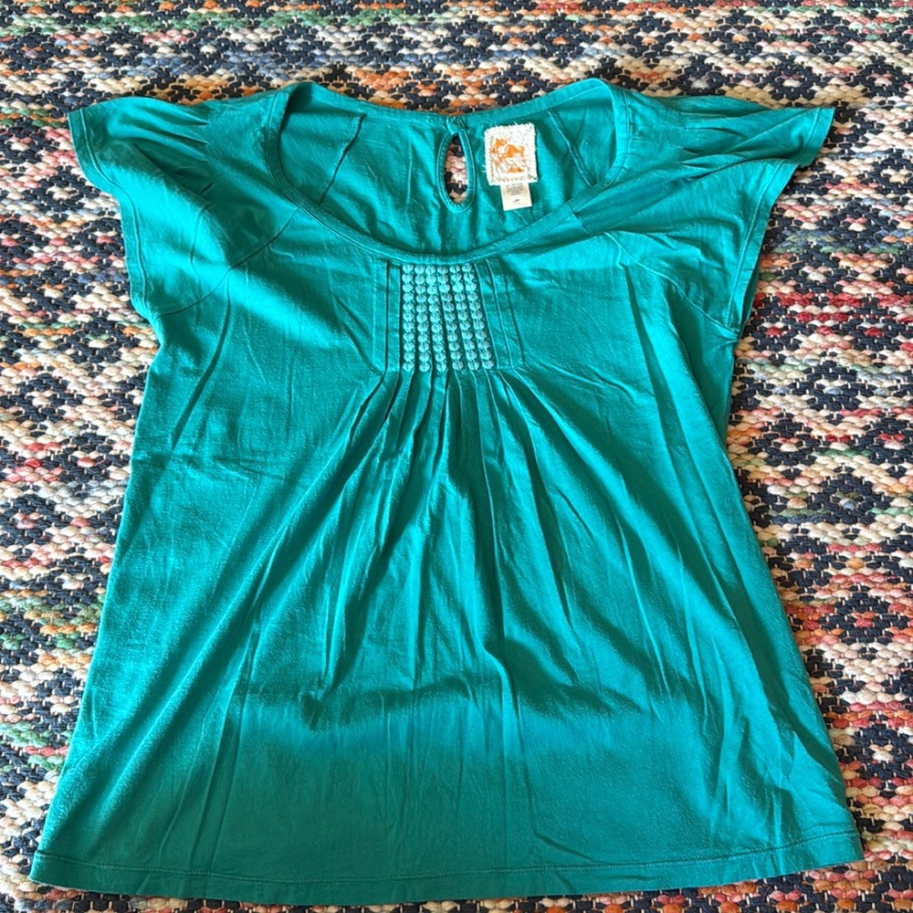 Anthropologie Teal SS Top